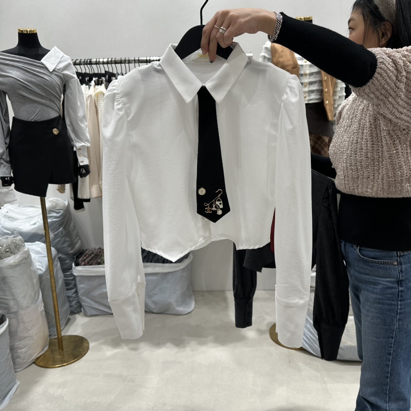 LOTTIMO東大門㊣實拍女士新品職業熱賣25秋冬襯衫蕾絲衫含領帶LOTTIMO襯衫/蕾絲衫圖色1