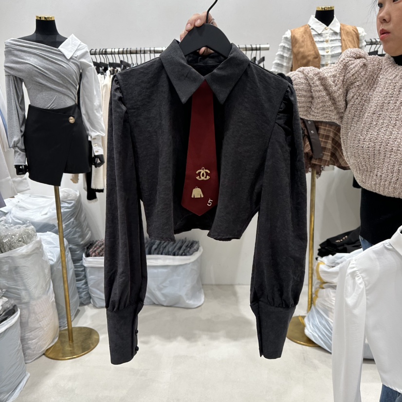 LOTTIMO東大門㊣實拍女士新品職業熱賣25秋冬襯衫蕾絲衫含領帶LOTTIMO襯衫/蕾絲衫圖色2