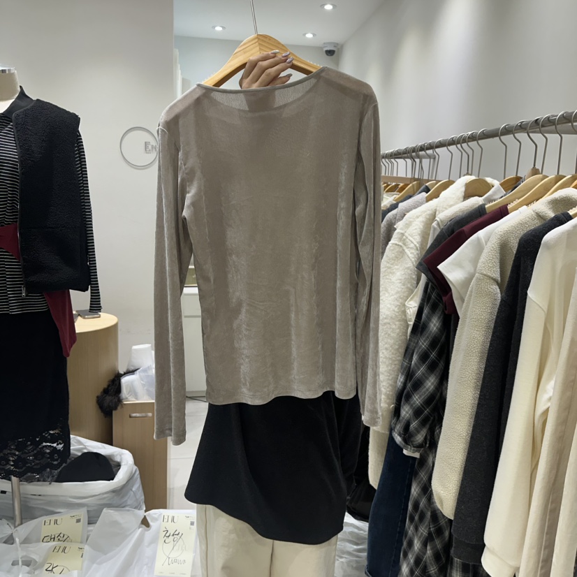 EN.U韓國直郵㊣女裝新款熱賣人氣職業時尚推薦休閑長袖T恤EN.U長袖T恤