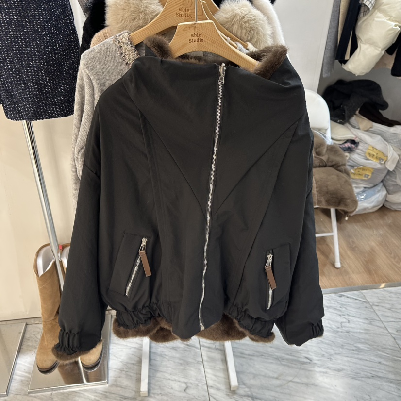 ABLESTUDIO東大門㊣直郵女裝新款休閑時尚夾克雙面抓絨拉鏈ABLESTUDIO夾克圖色2