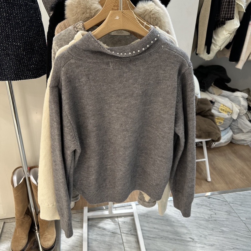 ABLESTUDIO東大門㊣直郵女士新品職業人氣推薦針織衫珍珠領ABLESTUDIO針織衫