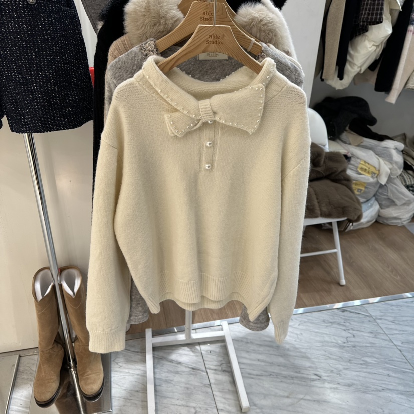 ABLESTUDIO東大門㊣直郵女士新品職業人氣推薦針織衫珍珠領ABLESTUDIO針織衫圖色1