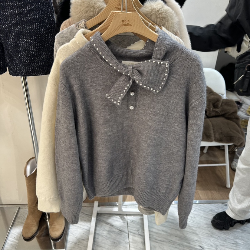 ABLESTUDIO東大門㊣直郵女士新品職業人氣推薦針織衫珍珠領ABLESTUDIO針織衫圖色2