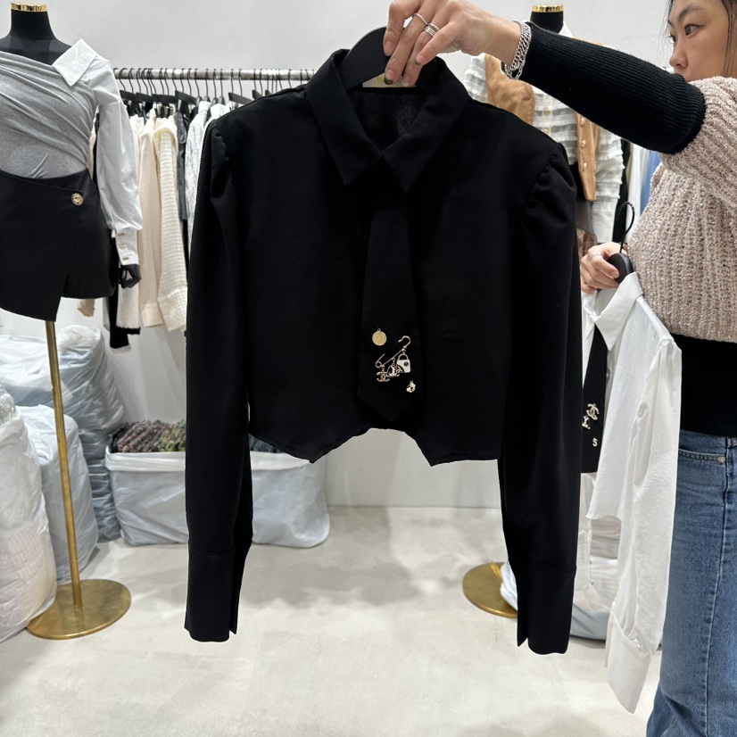 LOTTIMO東大門㊣直郵女裝新款25秋冬休閑職業襯衫蕾絲衫含領帶LOTTIMO襯衫/蕾絲衫圖色2