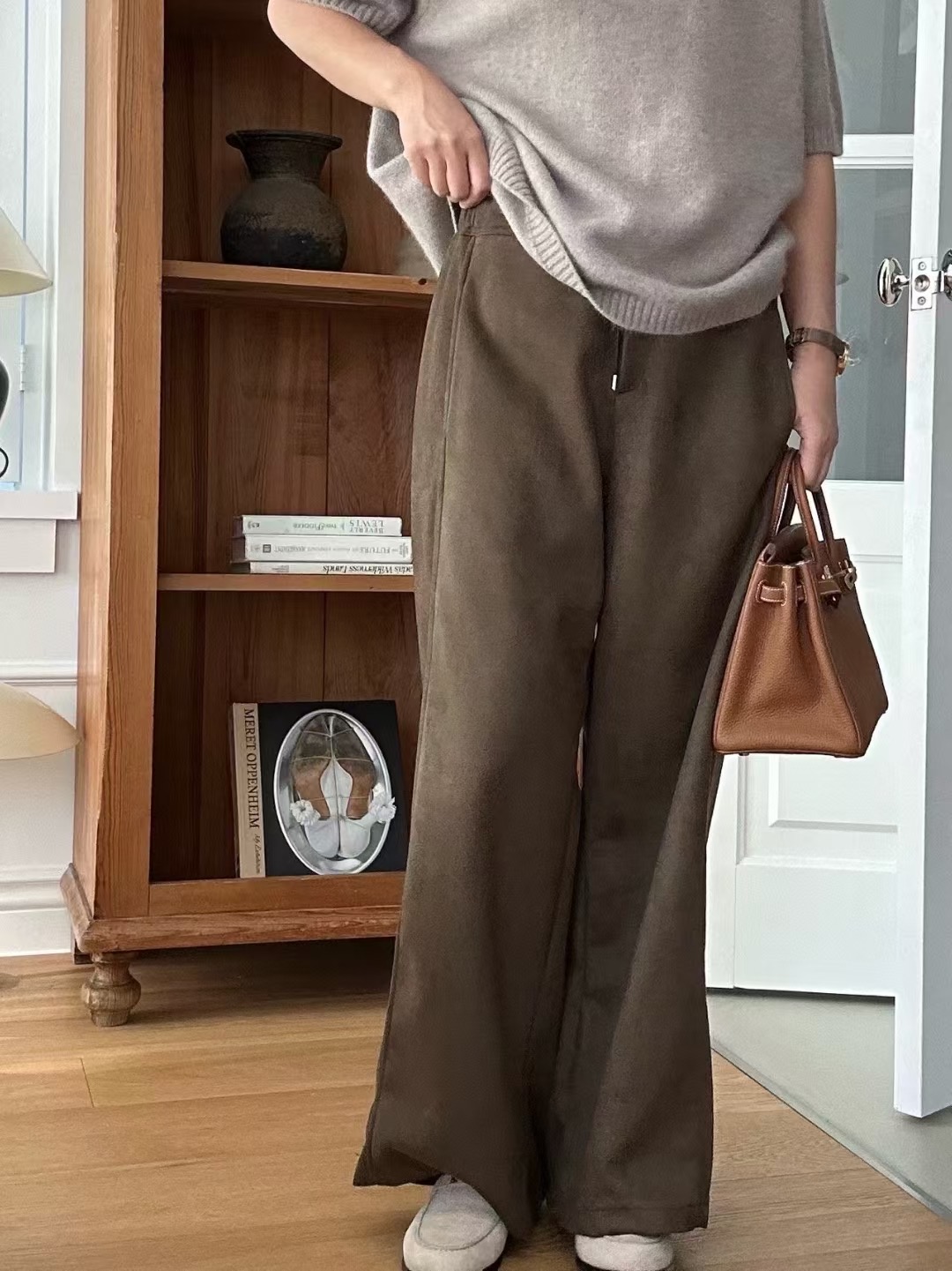 KIND-카인드-OT韓國代購㊣女裝新款時尚人氣休閑褲皮褲麂皮KIND-ot休閑褲圖色1