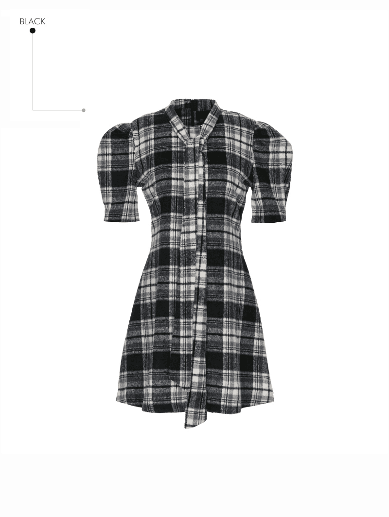 ALLURE東大門㊣實拍女裝新品人氣推薦25秋冬連衣裙格紋圍巾ALLURE連衣裙圖色1