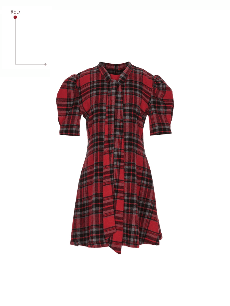 ALLURE東大門㊣實拍女裝新品人氣推薦25秋冬連衣裙格紋圍巾ALLURE連衣裙圖色2