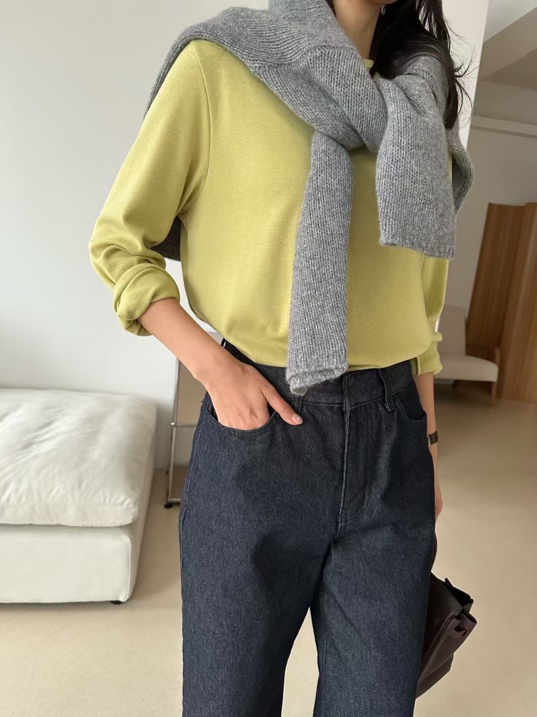 KIND-카인드-OT韓國直郵㊣女士新品25秋冬長袖T恤不含披肩KIND-ot長袖T恤圖色2