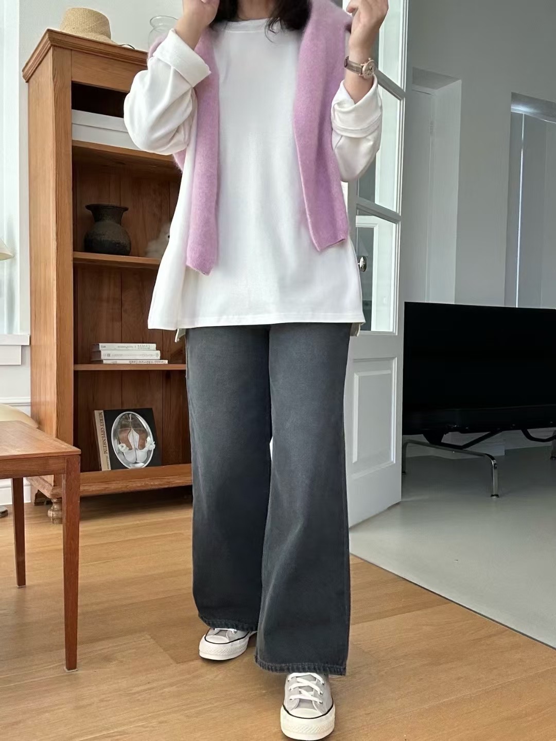 KIND-카인드-OT韓國代購㊣女裝新品推薦職業長袖T恤不含披肩KIND-ot長袖T恤圖色1