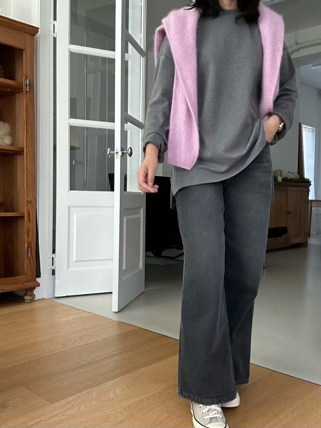 KIND-카인드-OT韓國代購㊣女裝新品推薦職業長袖T恤不含披肩KIND-ot長袖T恤圖色2