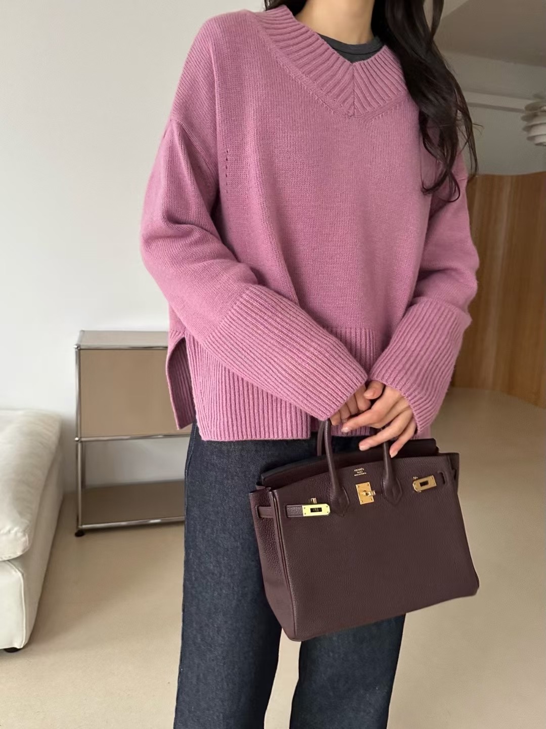 KIND-카인드-OT東大門㊣實拍女裝新款熱賣休閑職業毛衣V領KIND-ot毛衣