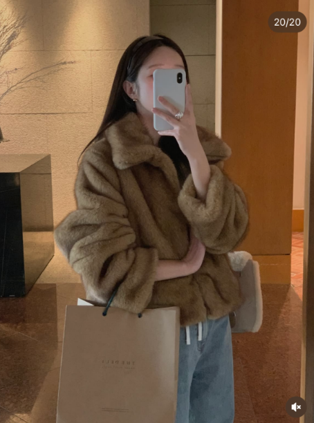 MIELLE-미엘르-OT韓國代購㊣女士新款人氣熱賣短款大衣皮草MIELLE-미엘르-OT短款大衣圖色2