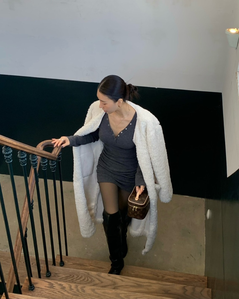 REVE CITE-L韓國代購㊣女裝新品25秋冬中長款大衣羊毛拉鏈REVE CITE-L中長款大衣