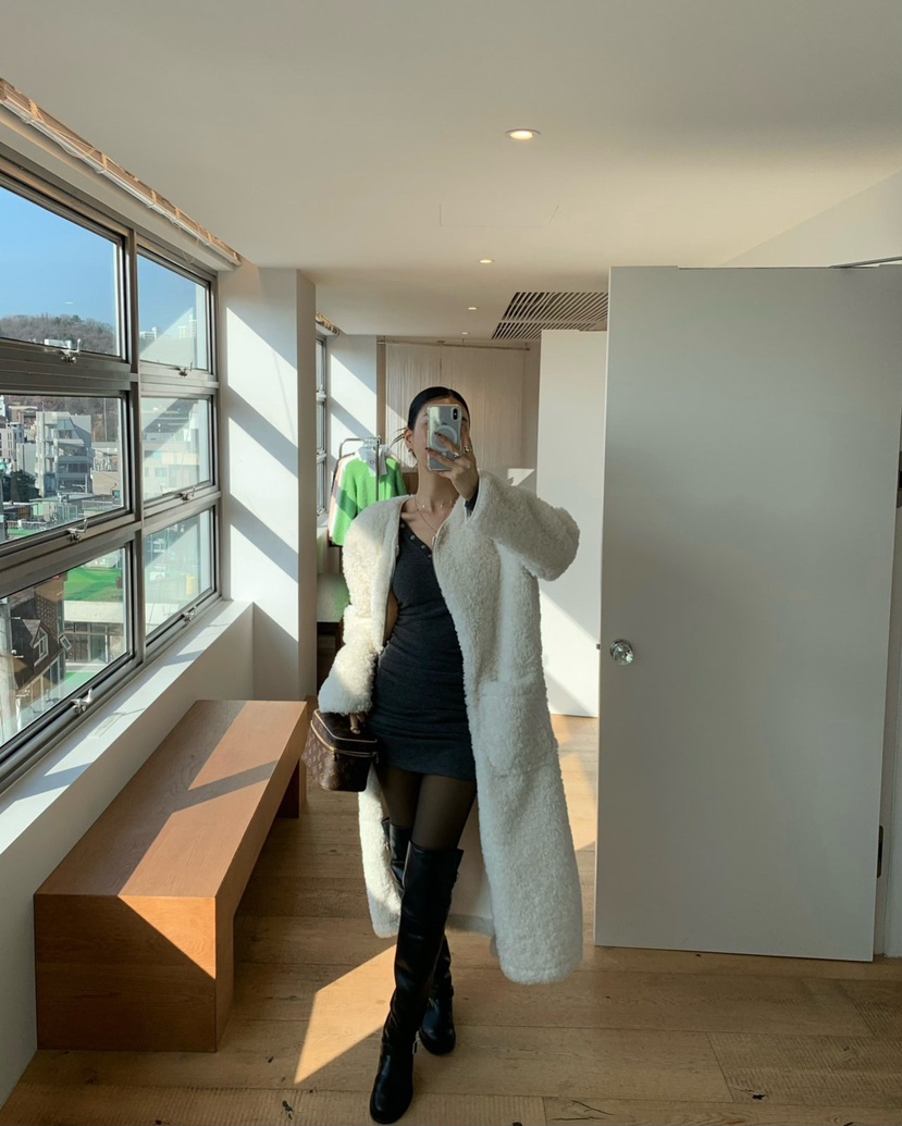 REVE CITE-L韓國代購㊣女裝新品25秋冬中長款大衣羊毛拉鏈REVE CITE-L中長款大衣