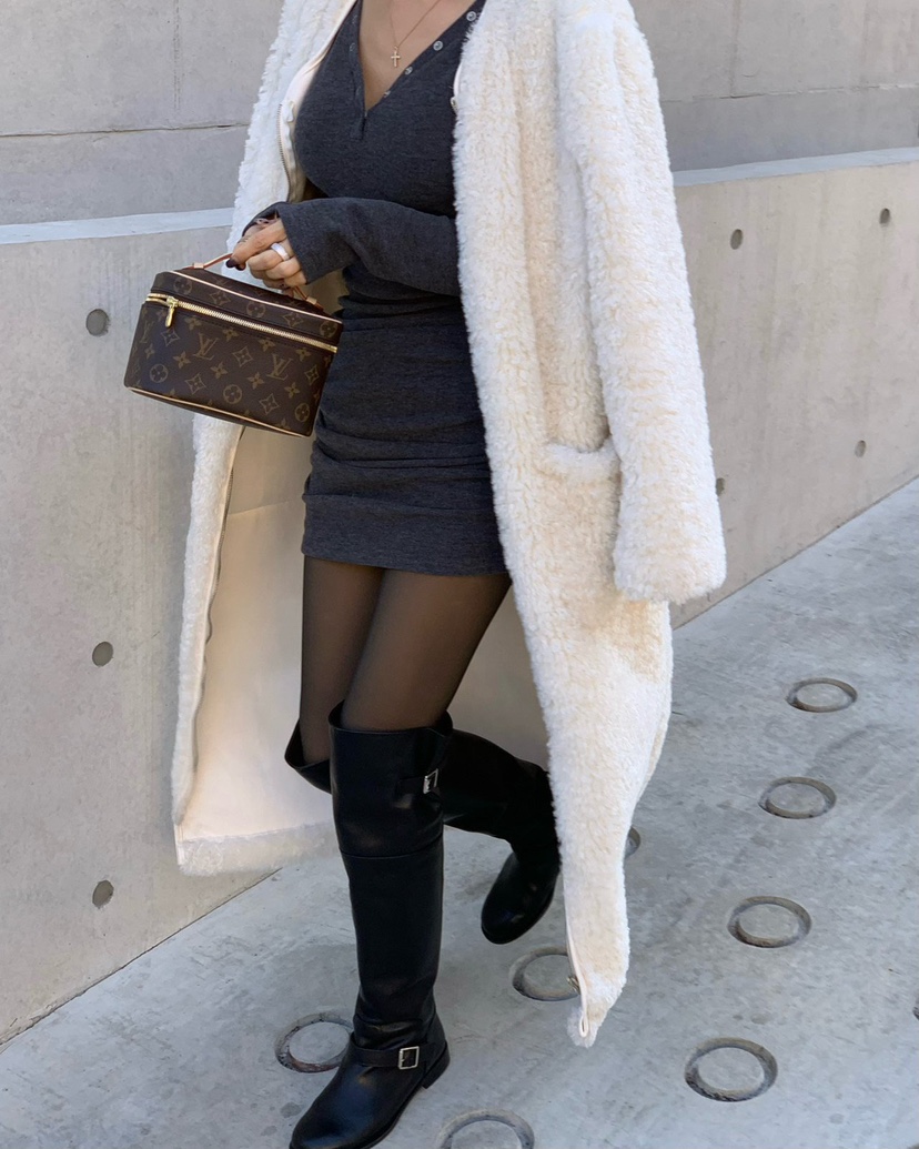 REVE CITE-L韓國代購㊣女裝新品25秋冬中長款大衣羊毛拉鏈REVE CITE-L中長款大衣