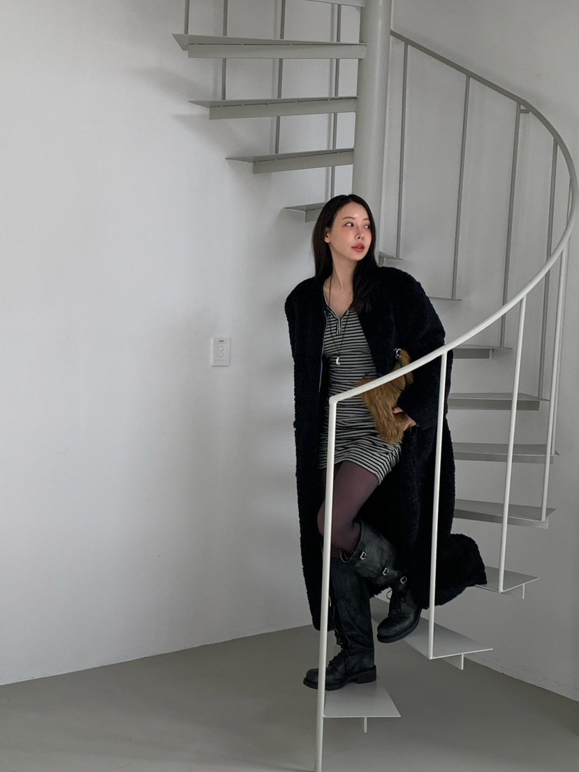 REVE CITE-L韓國直郵㊣女裝新品時尚推薦25秋冬連衣裙褶皺REVE CITE-L連衣裙