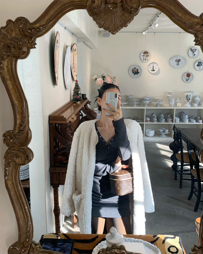 REVE CITE-L韓國直郵㊣女裝新品時尚推薦25秋冬連衣裙褶皺REVE CITE-L連衣裙