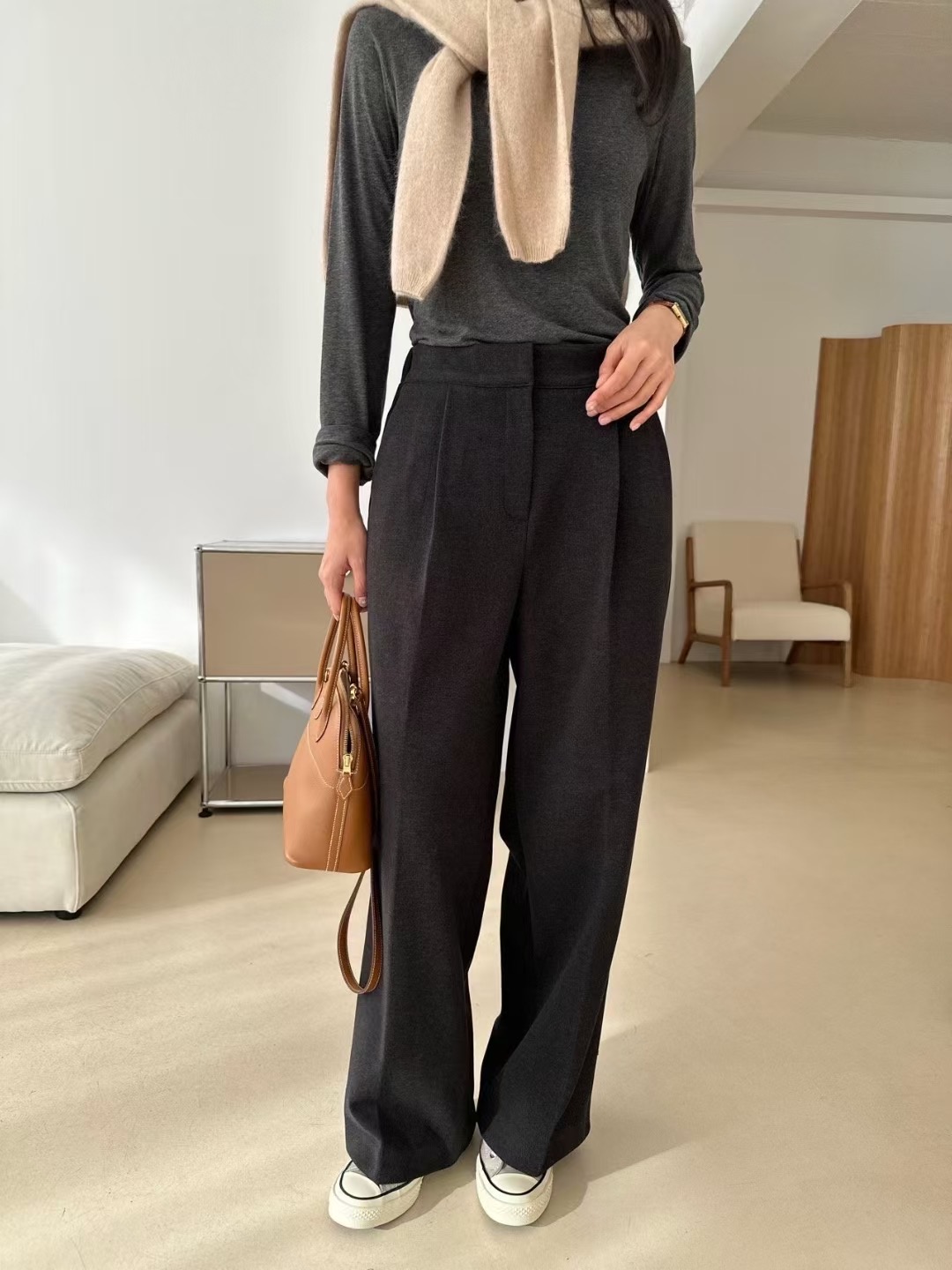 KIND-카인드-OT東大門㊣代購女裝新款真品熱賣休閑褲褶裥KIND-ot休閑褲圖色1