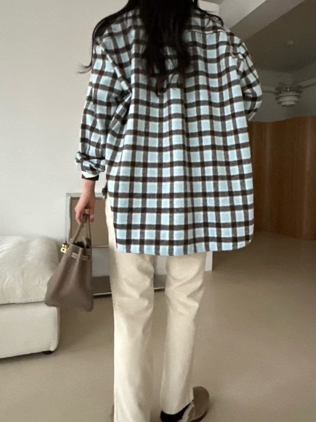 KIND-카인드-OT韓國直郵㊣女裝新款休閑襯衫蕾絲衫羊毛格紋KIND-ot襯衫/蕾絲衫