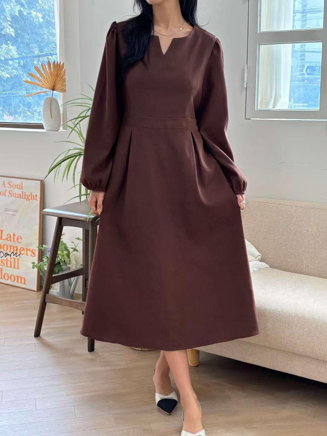 Cream東大門㊣實拍女裝新款25秋冬連衣裙Cream停連衣裙