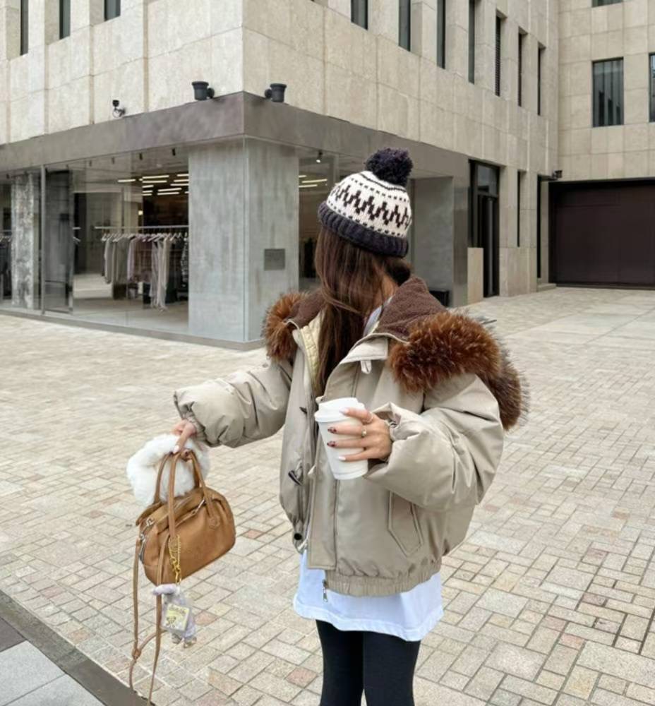 ETEMOY東大門㊣實拍女士新款真品25秋冬時尚職業短款棉服絲絨LEHEIM短款棉服圖色1