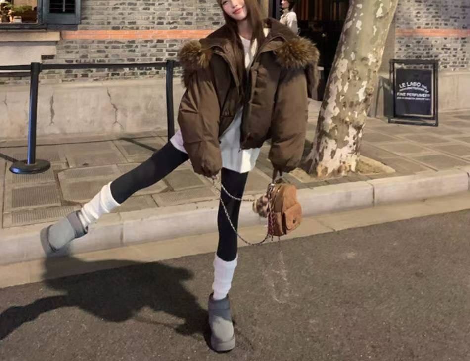 ETEMOY東大門㊣實拍女士新款真品25秋冬時尚職業短款棉服絲絨LEHEIM短款棉服圖色2