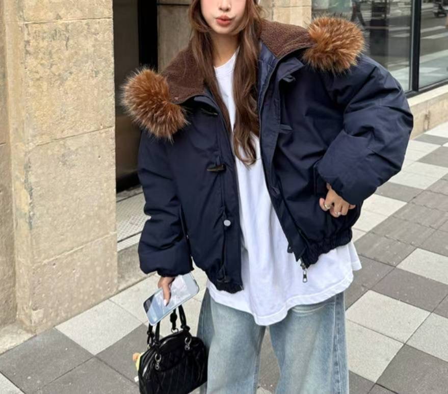 ETEMOY東大門㊣實拍女士新款真品25秋冬時尚職業短款棉服絲絨LEHEIM短款棉服圖色3