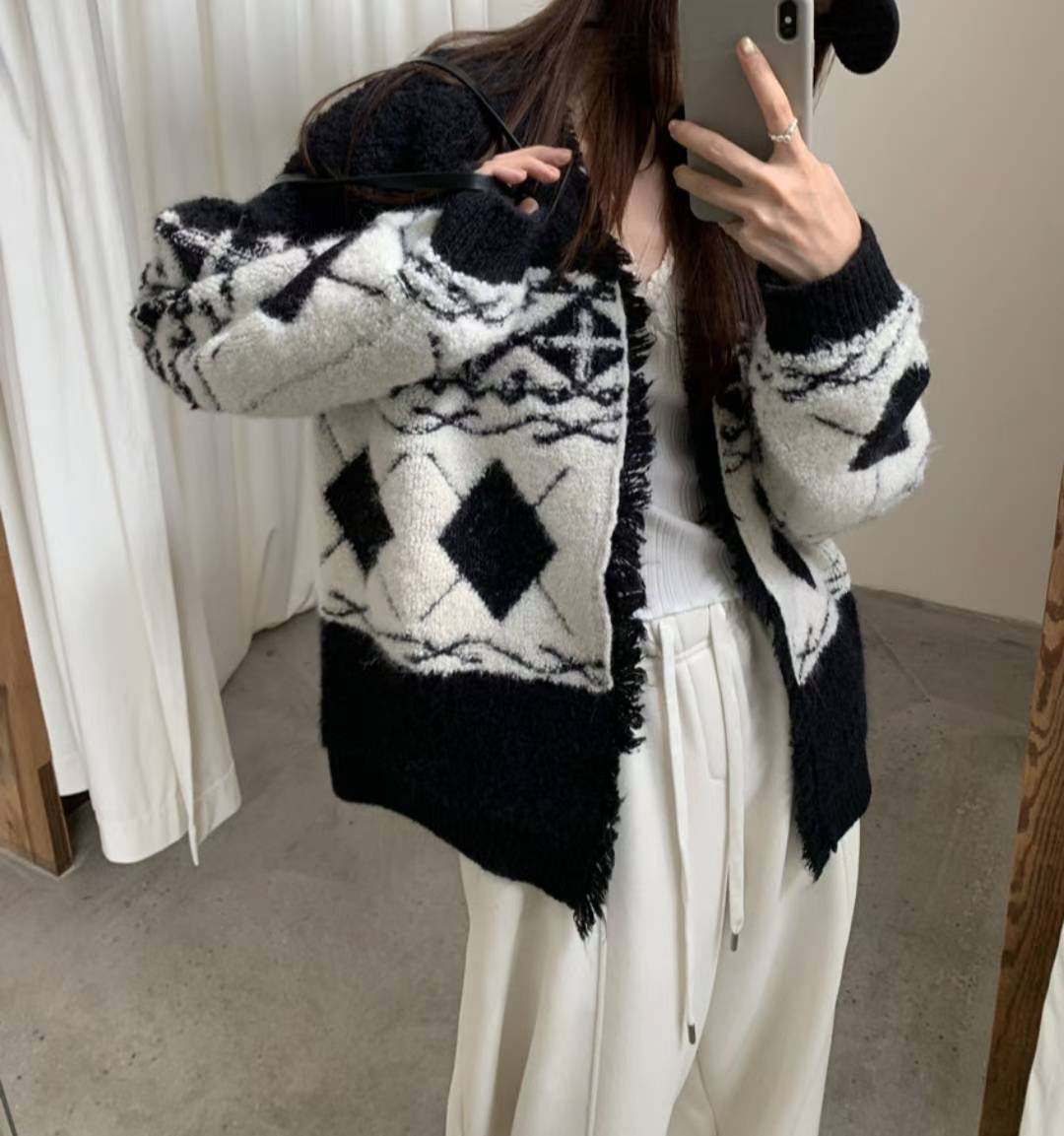 ETEMOY東大門㊣直郵女士新款職業時尚人氣熱賣真品針織衫開衫LEHEIM針織衫圖色1