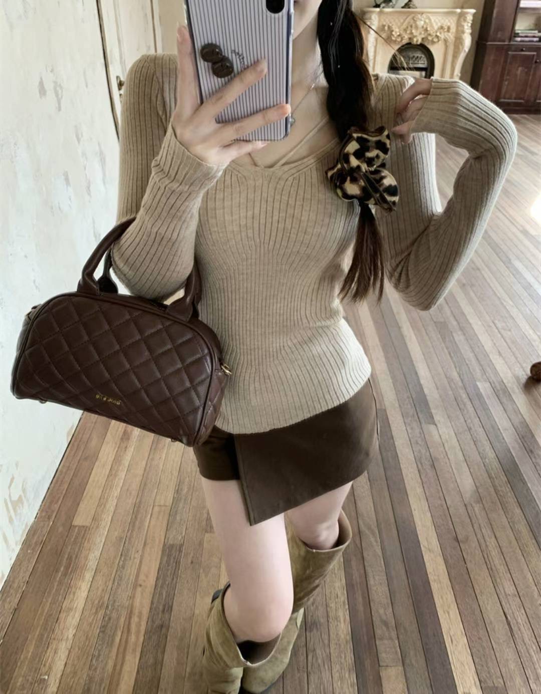 ETEMOY東大門㊣代購女士新款真品人氣25秋冬熱賣時尚針織衫LEHEIM針織衫圖色3