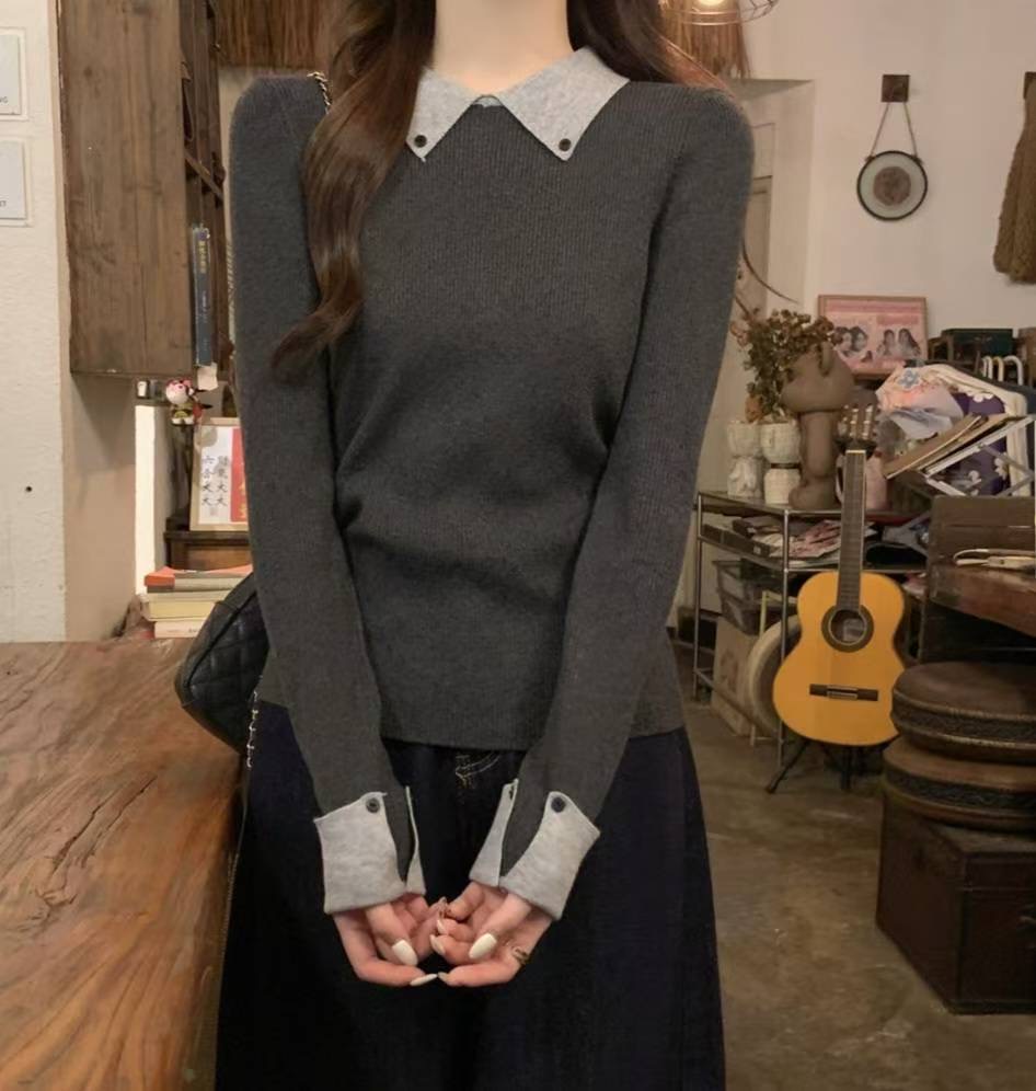 ETEMOY東大門㊣實拍女裝新款時尚人氣職業熱賣推薦休閑針織衫LEHEIM針織衫圖色2