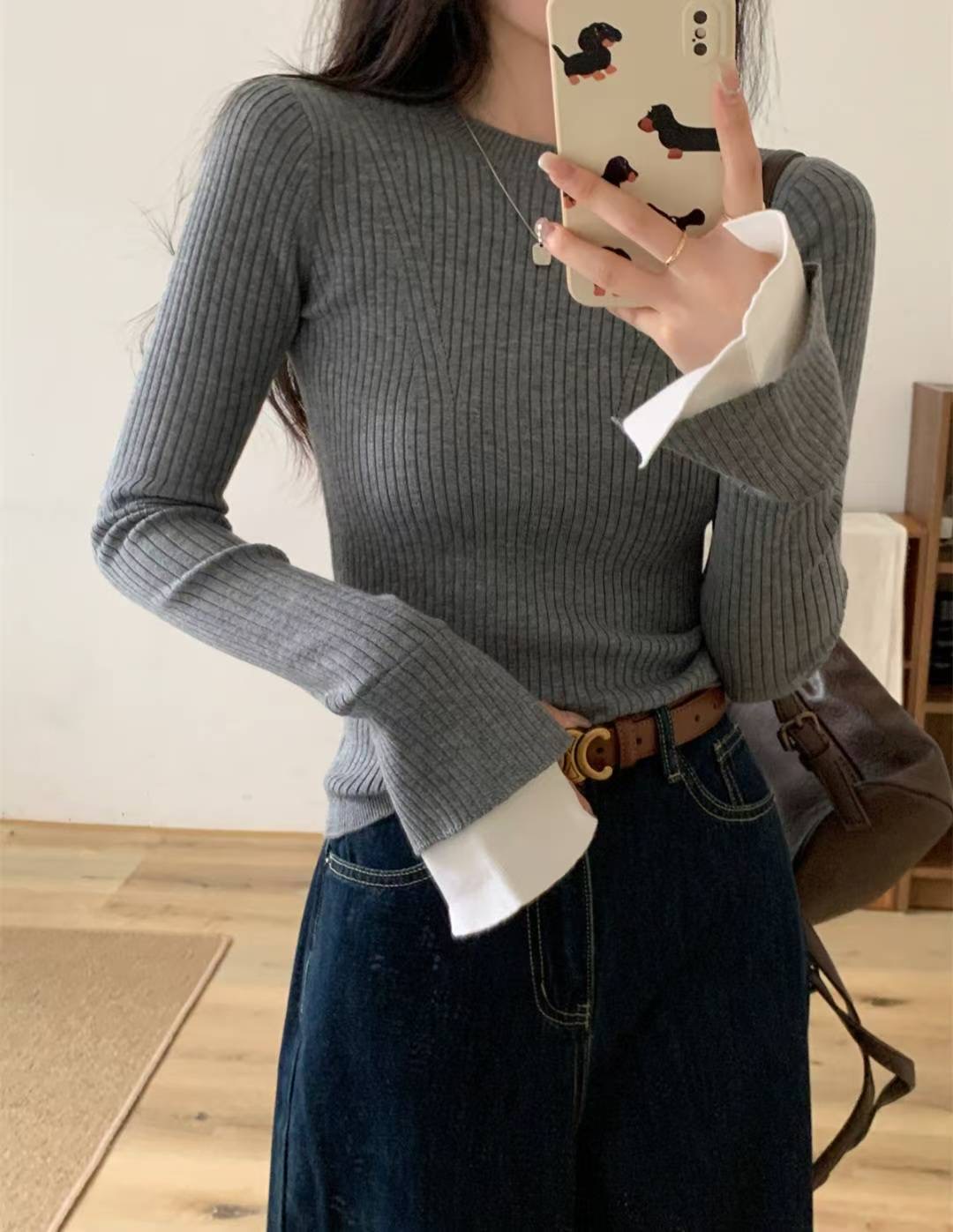 ETEMOY韓國直郵㊣女裝新品推薦熱賣時尚休閑真品25秋冬針織衫LEHEIM針織衫圖色1