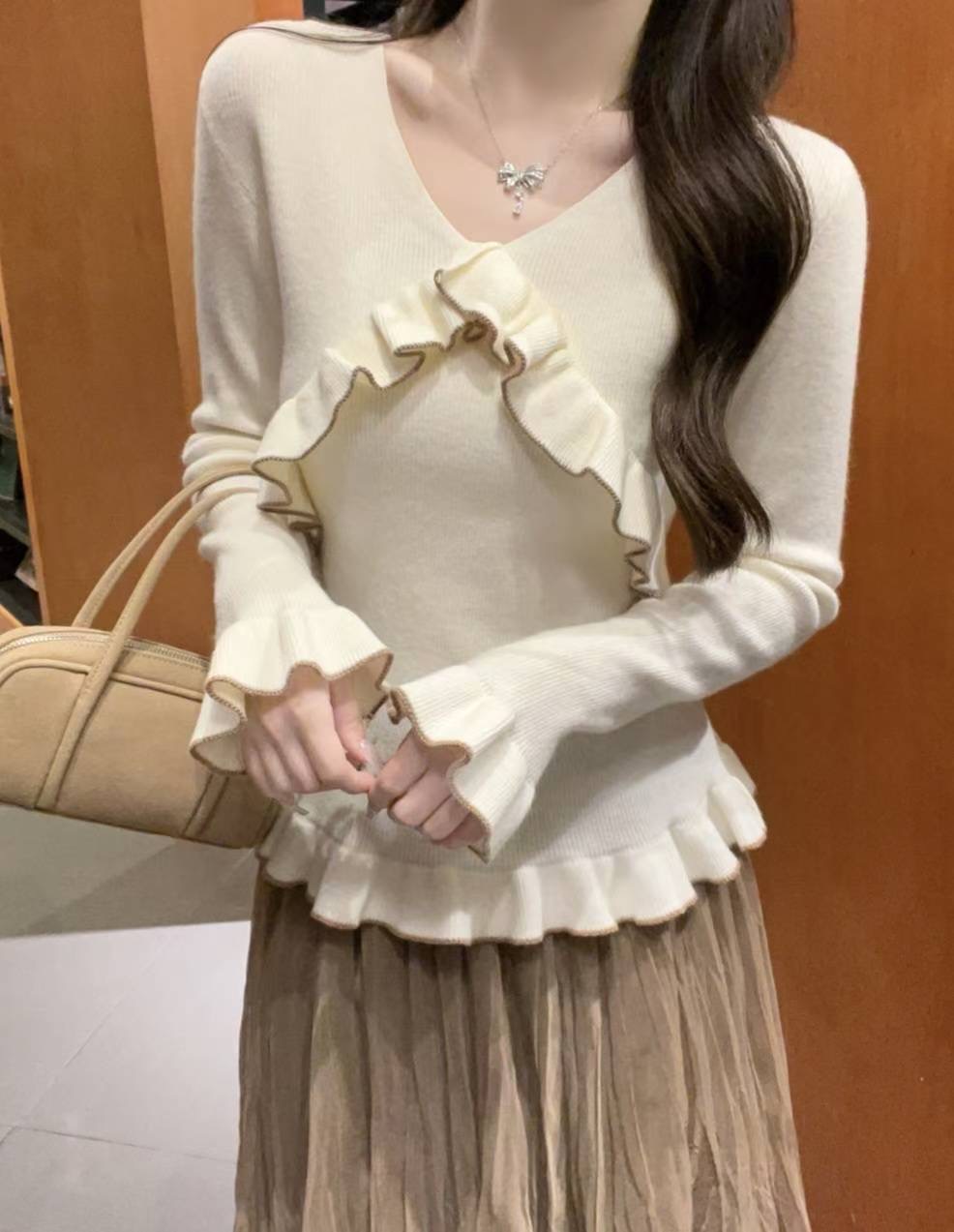 ETEMOY韓國直郵㊣女裝新款人氣25秋冬時尚真品休閑職業針織衫LEHEIM針織衫圖色1