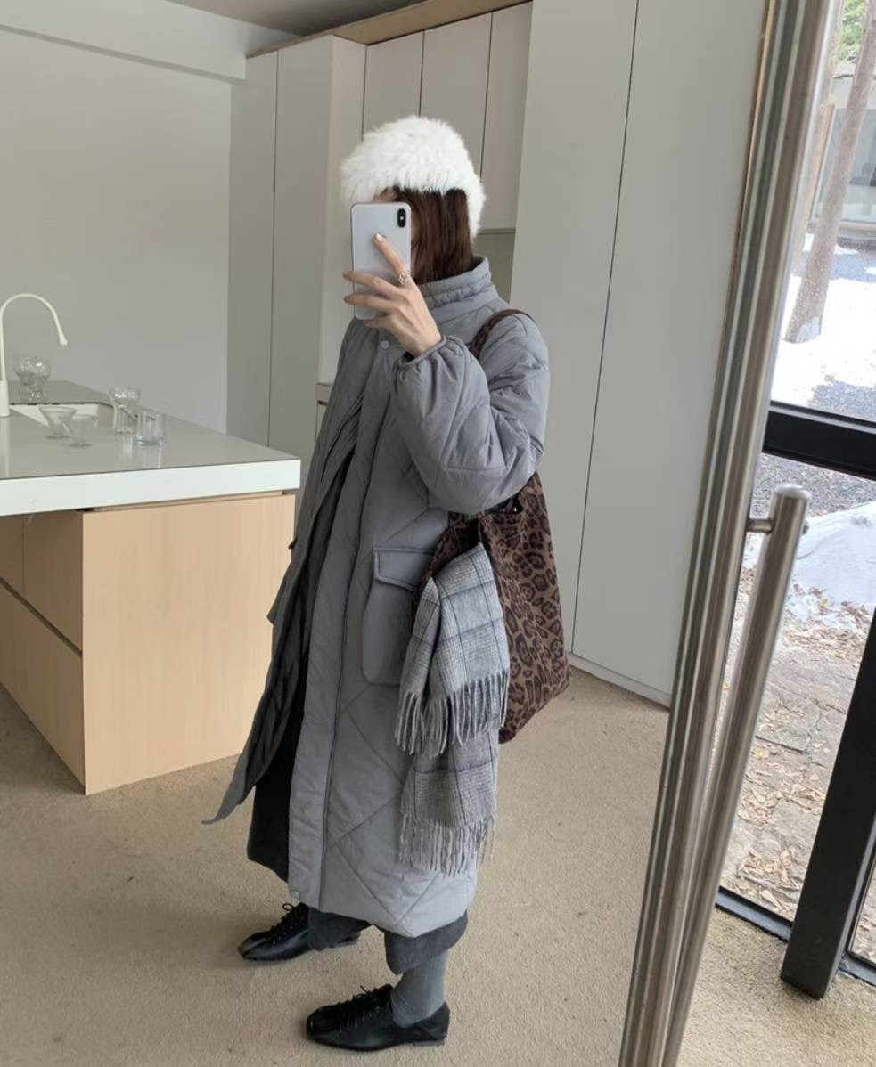 ETEMOY東大門㊣代購女士新款時尚25秋冬推薦人氣真品長款棉服LEHEIM長款棉服