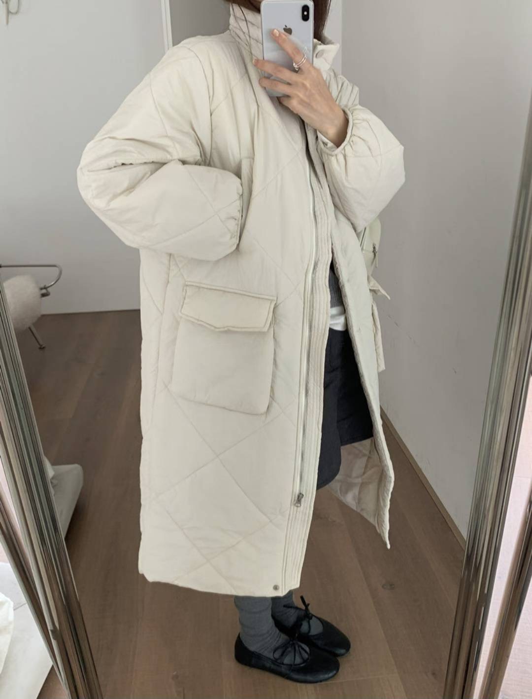 ETEMOY東大門㊣代購女士新款時尚25秋冬推薦人氣真品長款棉服LEHEIM長款棉服圖色2