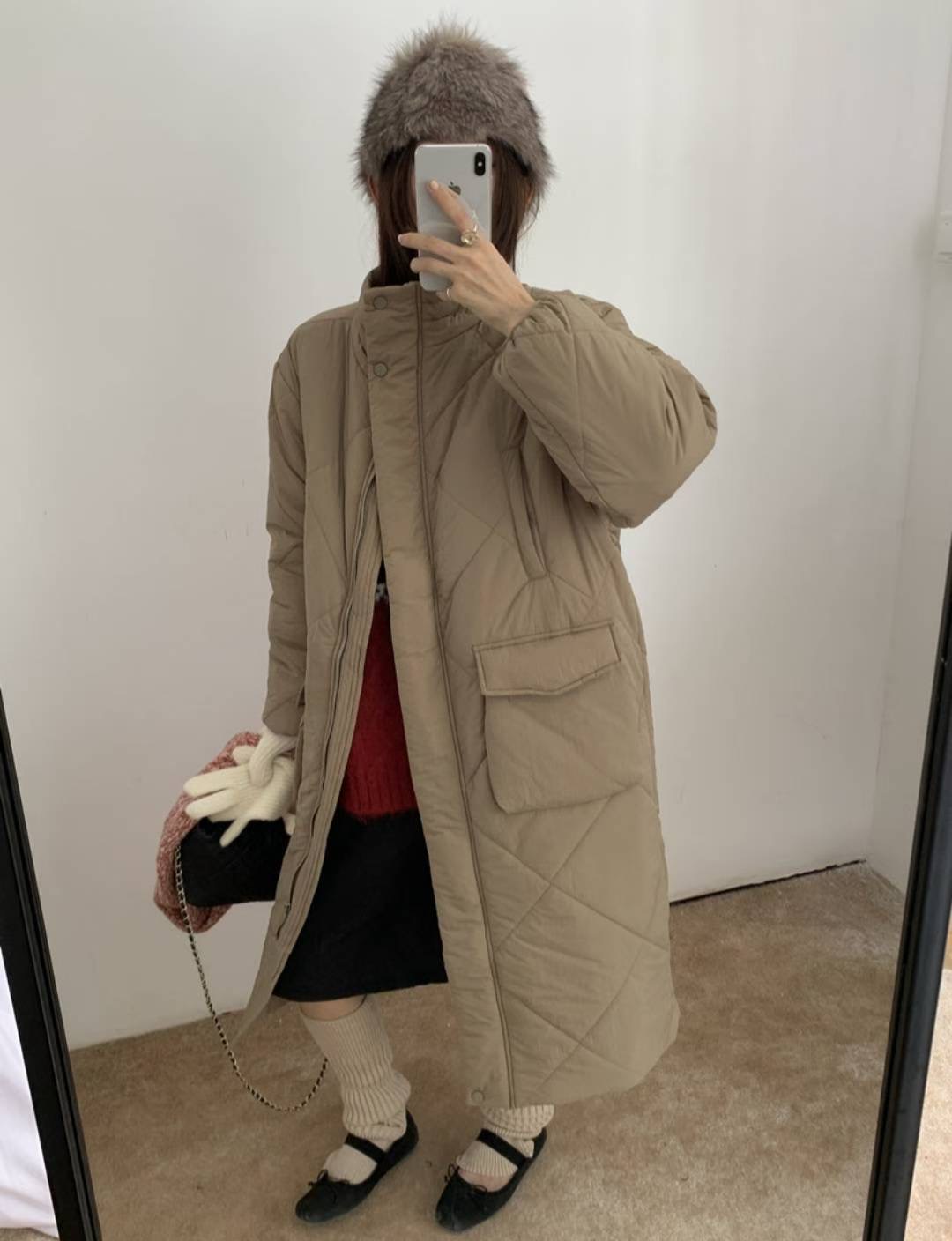 ETEMOY東大門㊣代購女士新款時尚25秋冬推薦人氣真品長款棉服LEHEIM長款棉服圖色3
