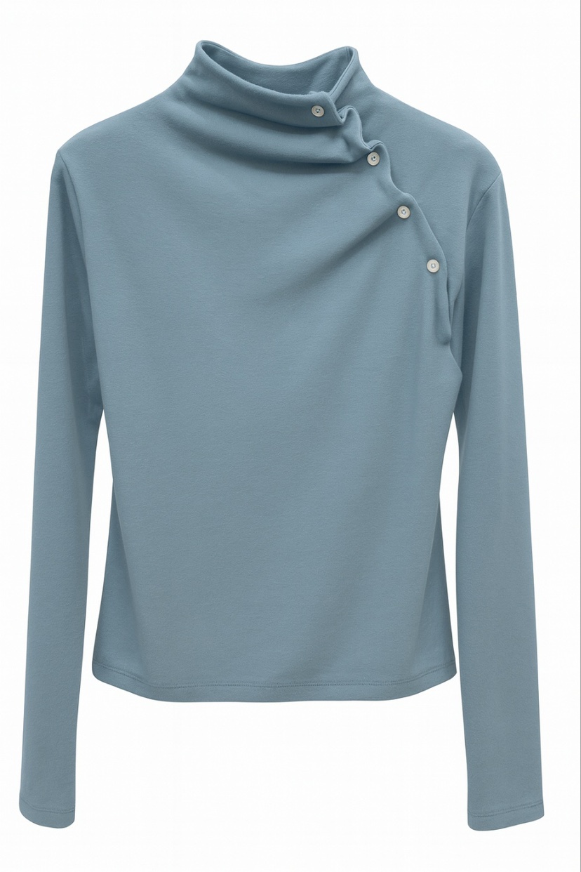 MADEMOISELL東大門㊣代購女裝新款推薦25秋冬長袖T恤Sale褶皺MADEMOISELL長袖T恤圖色1