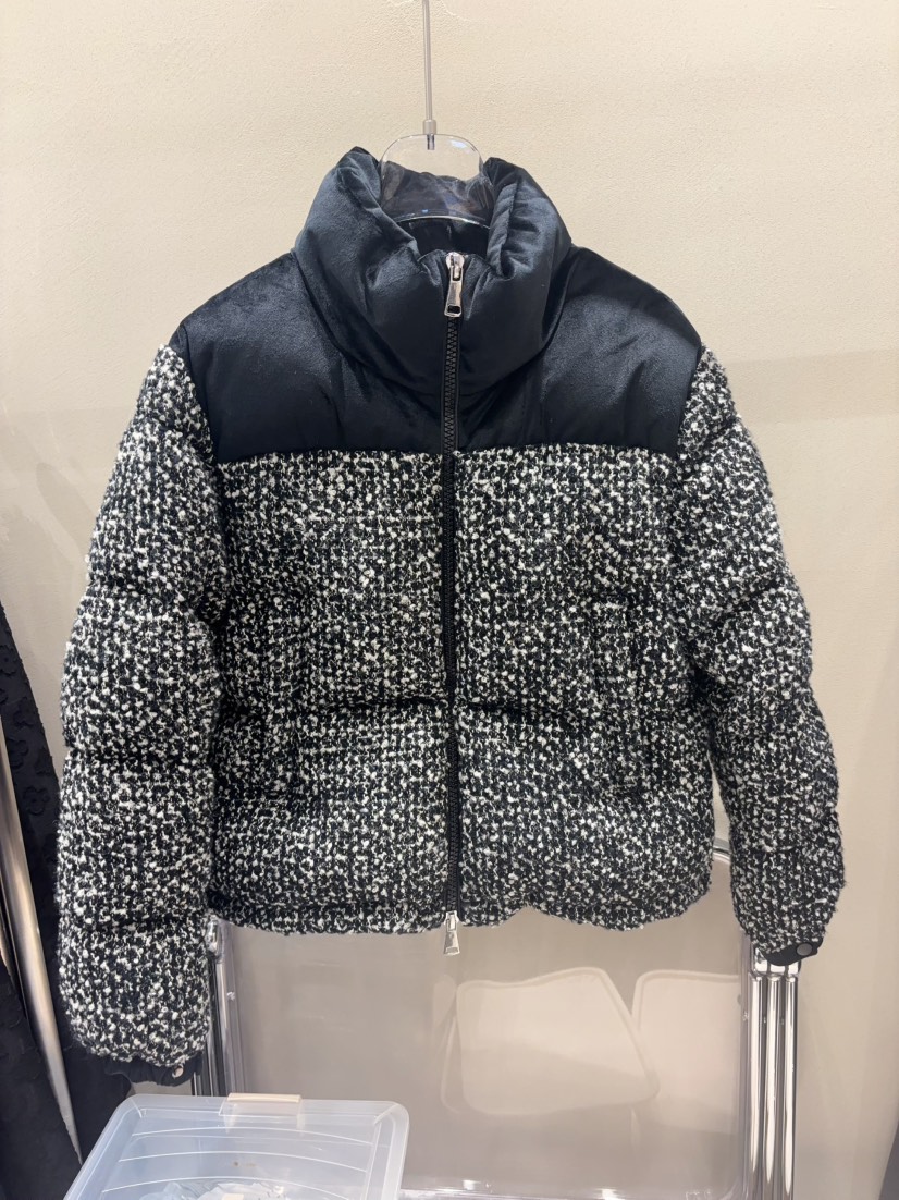 PRIMA LUCE韓國代購㊣女裝新款時尚人氣短款羽絨服粗花呢鵝絨CHARLOTTE短款羽絨服圖色2