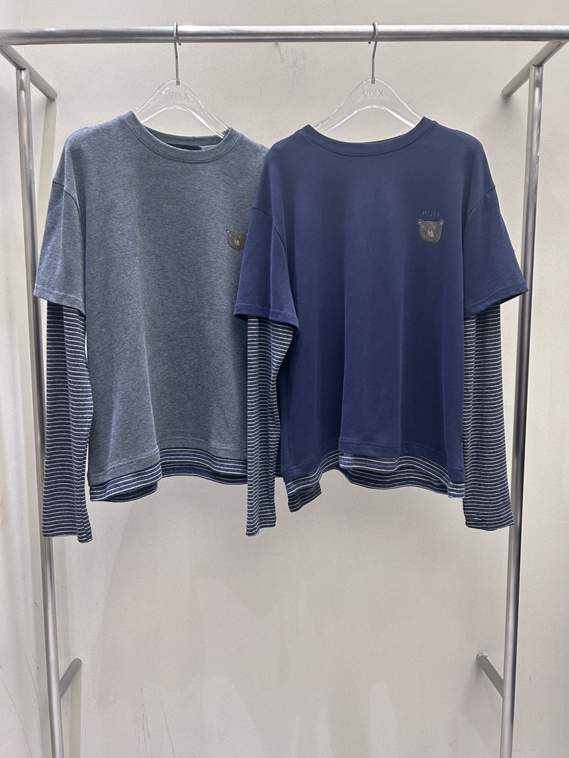 LATTE-P韓國直郵㊣女裝新款熱賣25秋冬時尚職業長袖T恤假兩件LATTE-P長袖T恤