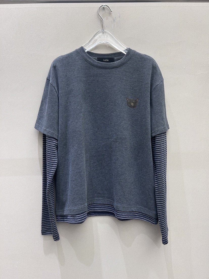 LATTE-P韓國直郵㊣女裝新款熱賣25秋冬時尚職業長袖T恤假兩件LATTE-P長袖T恤圖色1