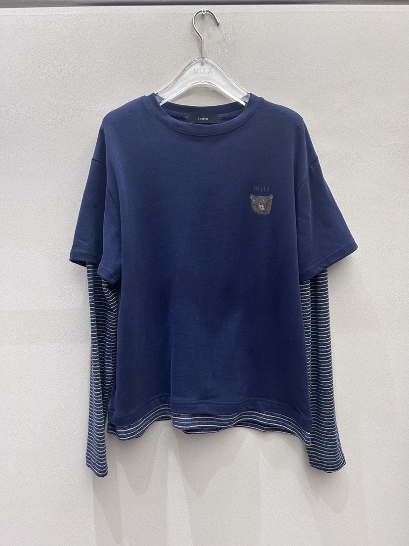 LATTE-P韓國直郵㊣女裝新款熱賣25秋冬時尚職業長袖T恤假兩件LATTE-P長袖T恤圖色2