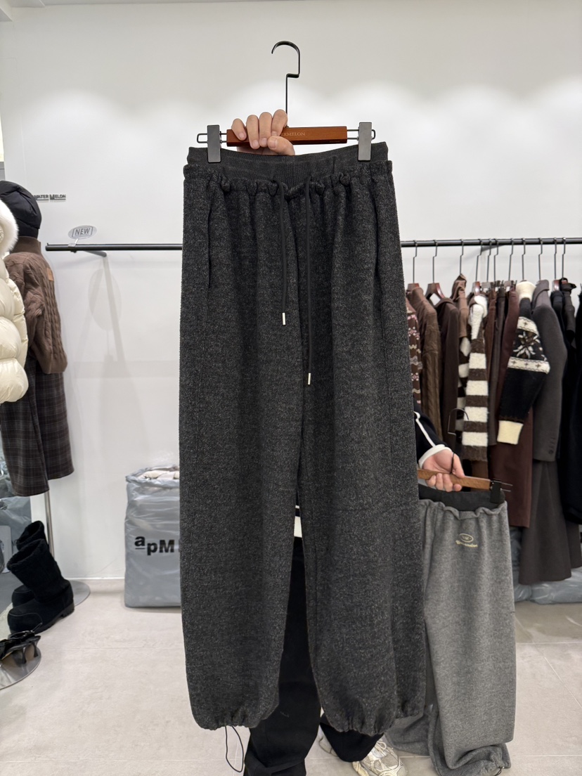 WATERMELON韓國代購㊣女士新品25秋冬熱賣休閑時尚休閑褲羊毛WATER MELON休閑褲圖色2