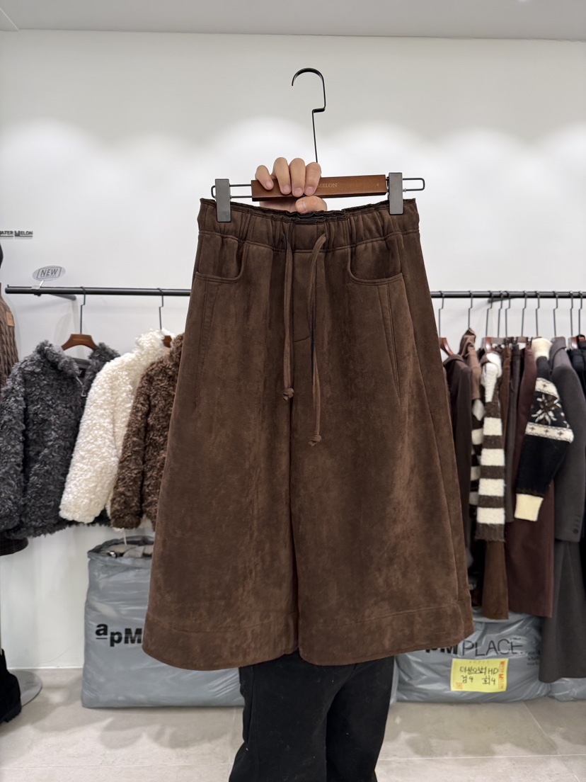 WATERMELON韓國代購㊣女裝新品時尚真品熱賣推薦休閑褲天鵝絨WATER MELON休閑褲圖色1