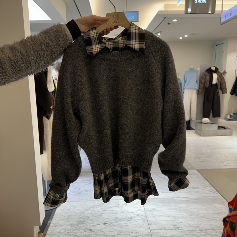 LOGON東大門㊣實拍女裝新款25秋冬職業人氣休閑毛衣不含內搭LOGON毛衣圖色3