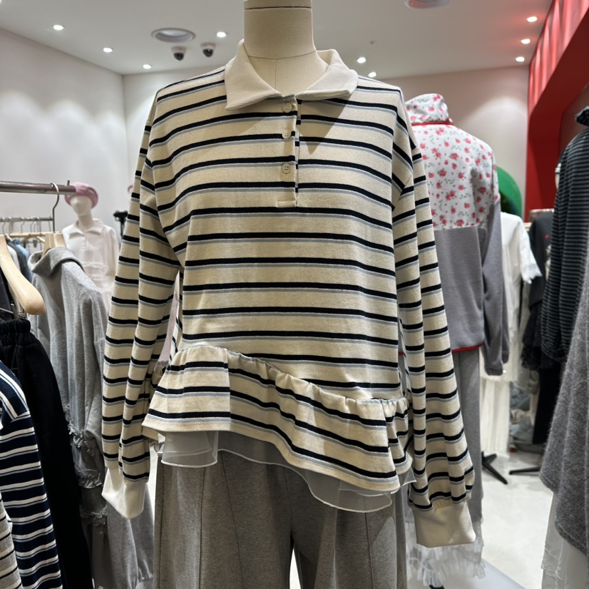 MINI UNNI韓國代購㊣女士新款人氣職業推薦時尚熱賣長袖T恤MINI UNNI長袖T恤圖色1