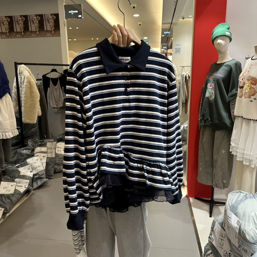 MINI UNNI韓國代購㊣女士新款人氣職業推薦時尚熱賣長袖T恤MINI UNNI長袖T恤圖色3