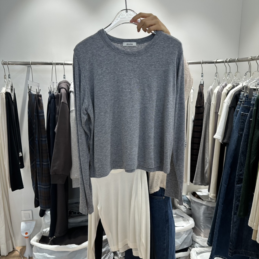 STORIES韓國代購㊣女士新款時尚休閑熱賣25秋冬長袖T恤羊毛STORIES長袖T恤圖色3