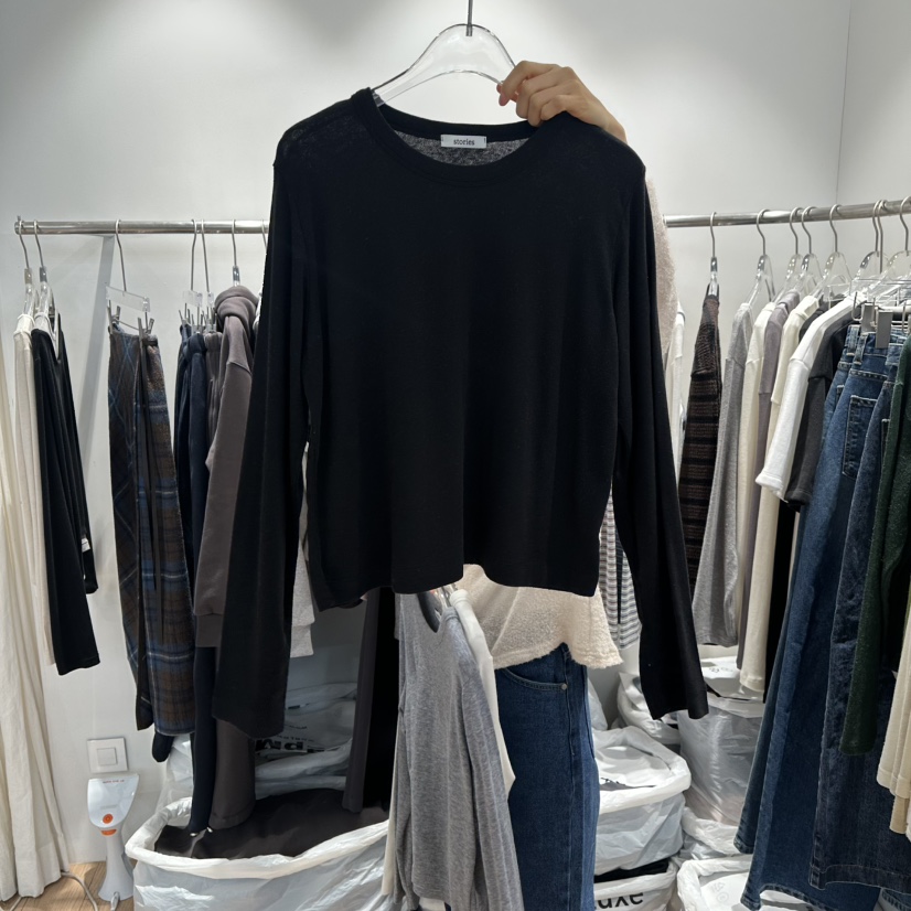 STORIES韓國代購㊣女士新款時尚休閑熱賣25秋冬長袖T恤羊毛STORIES長袖T恤圖色5