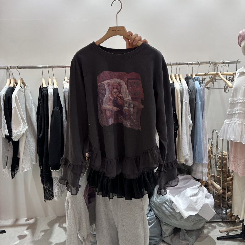 MINI UNNI東大門㊣代購女裝新款時尚休閑人氣職業熱賣長袖T恤MINI UNNI長袖T恤圖色3
