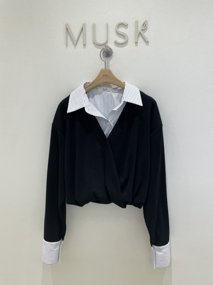 MUSK韓國代購㊣女裝新品熱賣25秋冬休閑真品推薦襯衫蕾絲衫MUSK襯衫/蕾絲衫圖色1