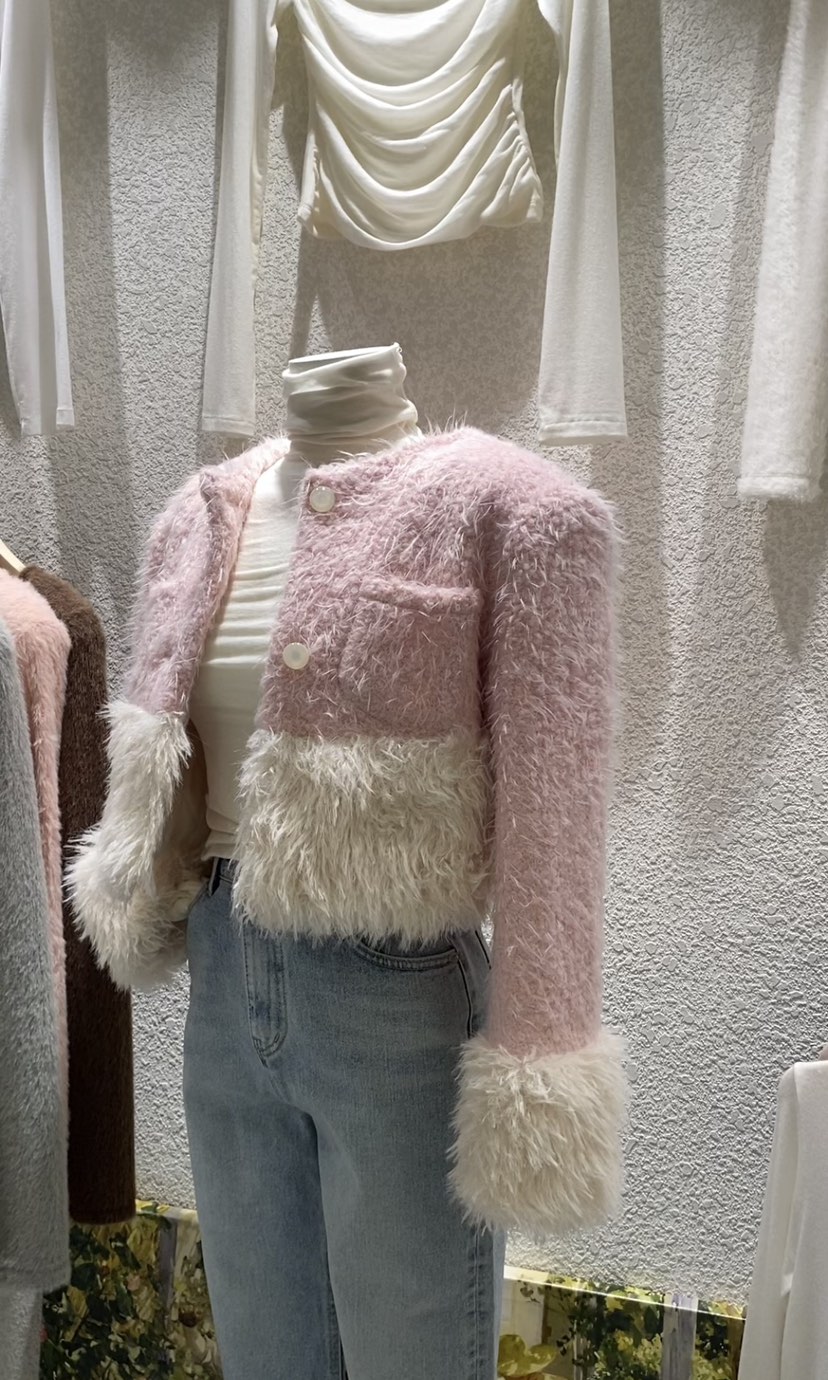 N BROWN韓國直郵㊣女士新品人氣熱賣推薦休閑時尚夾克安哥拉N BROWN夾克圖色1